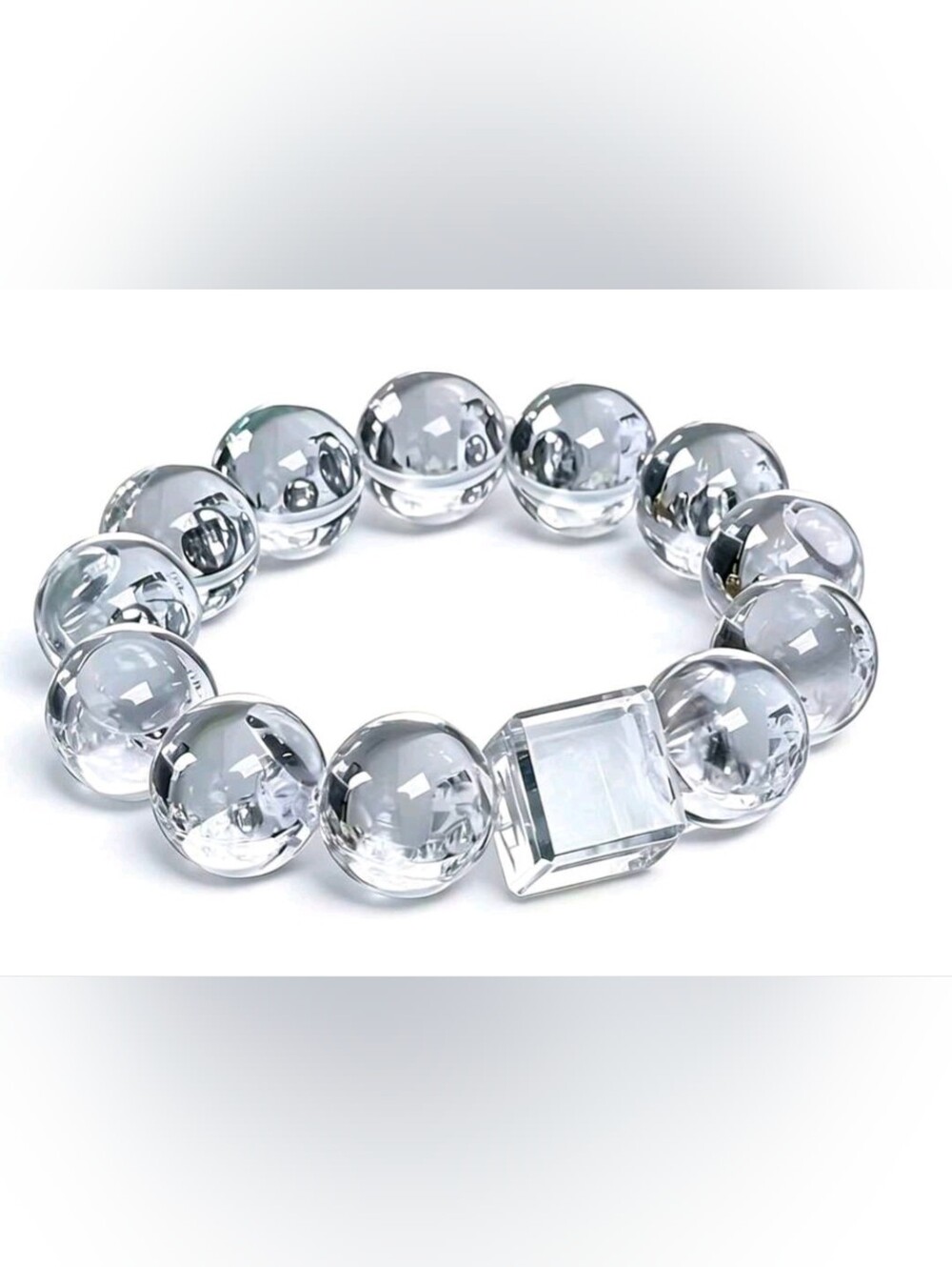 Clear Quartz Crystal Bead Stretch Bracelet